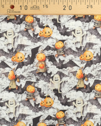 Coton Oekotex Bio Chauve Souris Citrouille   - Mercerine