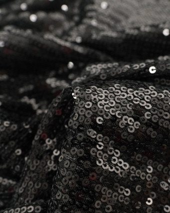 Tissus au mètre : Tissu Sequin Stretch Noir - Mercerine