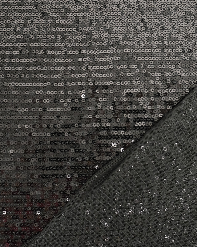 Tissus au mètre : Tissu Sequin Stretch Noir - Mercerine