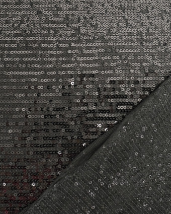 Tissus au mètre : Tissu Sequin Stretch Noir - Mercerine