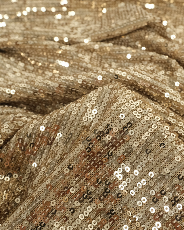 Tissus au mètre : Tissu Sequin Stretch Or