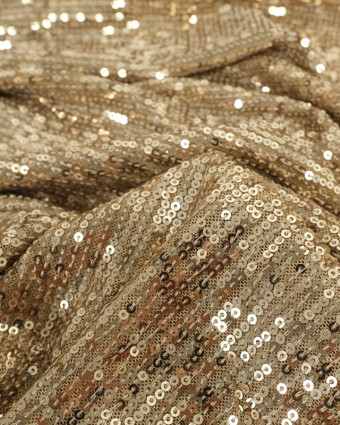 Tissus au mètre : Tissu Sequin Stretch Or