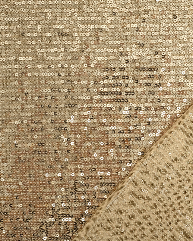 Tissus au mètre : Tissu Sequin Stretch Or