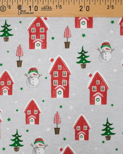 Pièce De Tissu De Noël USA FABRI-QUILT - Motif Noël Multicolore En Coton - Restes