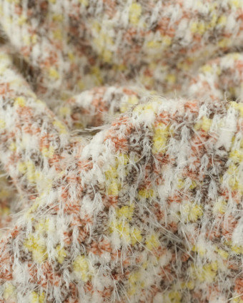 Tissu Maille Chenille Duveteuse Fond Blanc - Mercerine