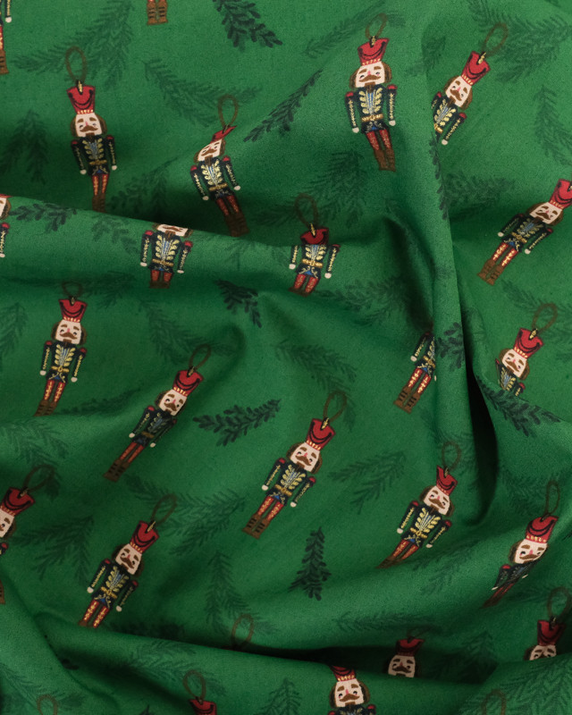 Tissu Coton Vert Figurine Noël Oeko-Tex  - Mercerine