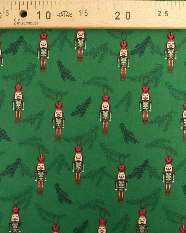 Tissu Coton Vert Figurine Noël Oeko-Tex  - Mercerine