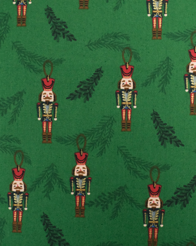 Tissu Coton Vert Figurine Noël Oeko-Tex  - Mercerine