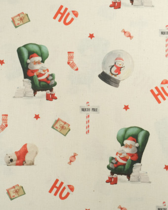 Tissu Noël Père-Noël et Ours Blanc - Oekotex  - Mercerine