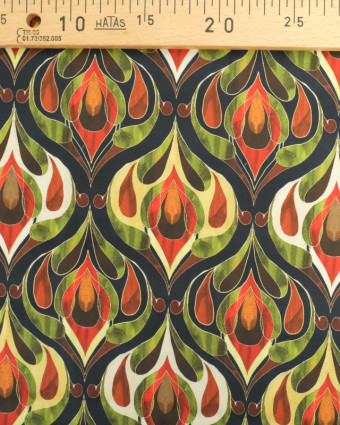 Tissu Satin Motif Abstrait Vert - Oeko-Tex - Mercerine