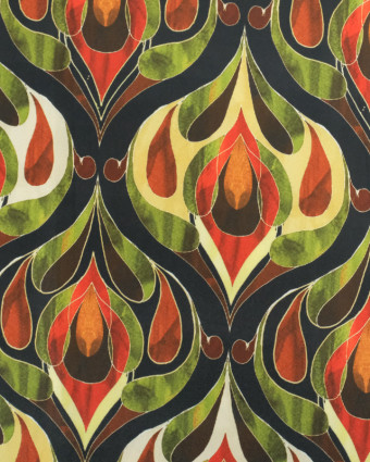 Tissu Satin Motif Abstrait Vert - Oeko-Tex - Mercerine