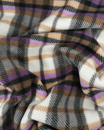 Tissu Polaire Carreaux Lilas - Okeo-Tex - Mercerine