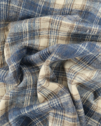 Tissu Chemise Coton Gratté Bleu - Mercerine