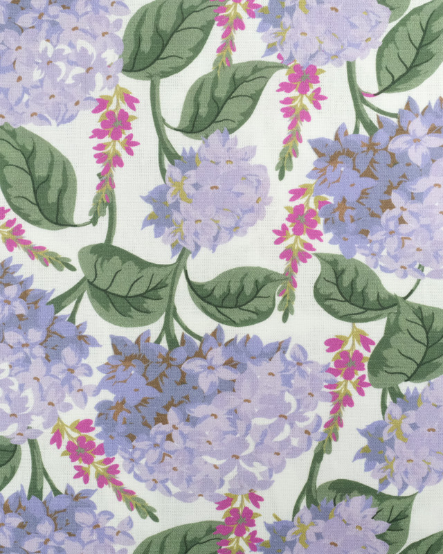 Tissu Popeline De Coton Lilas Oekotex Blanc  - Mercerine