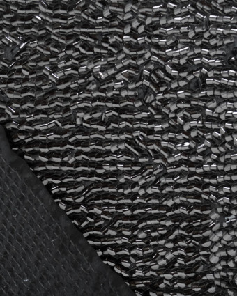 Voile Brodé Sequins Noir  - Mercerine