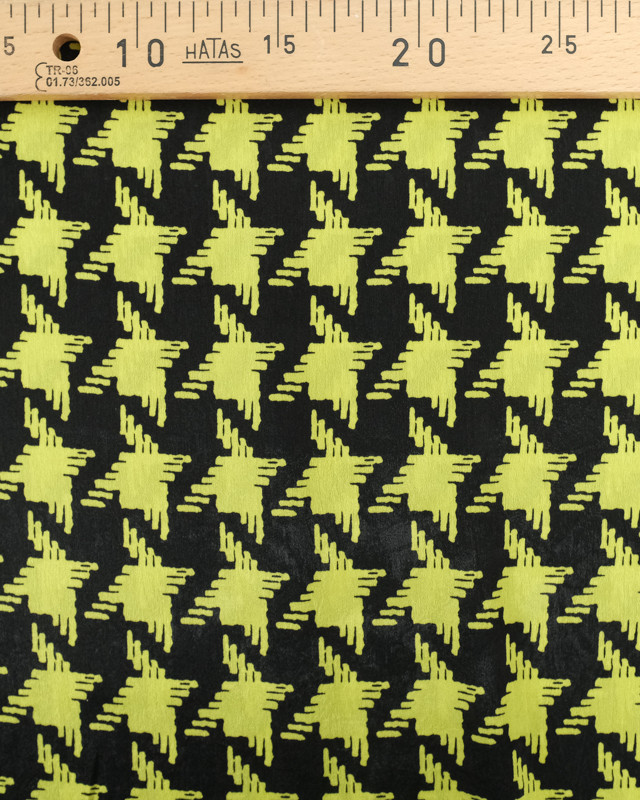 Satin Imprimé Pied de Poule Jaune - Mercerine