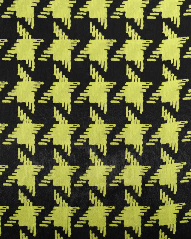 Satin Imprimé Pied de Poule Jaune - Mercerine