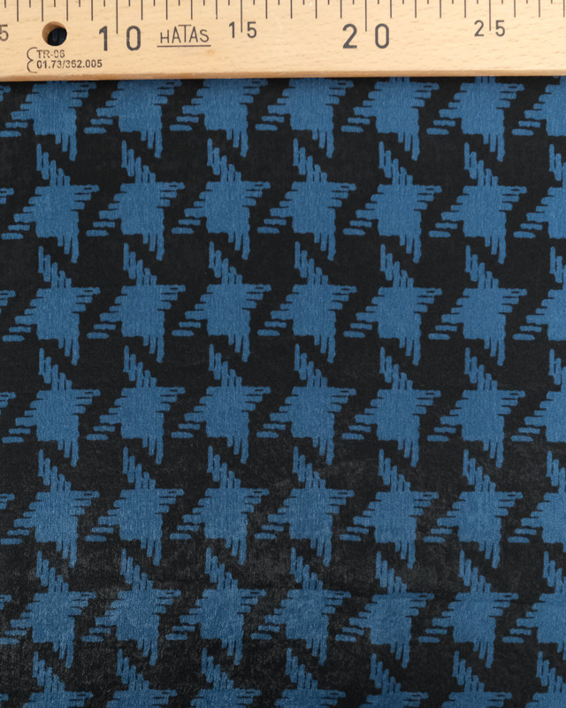 Satin Imprimé Pied de Poule Bleu - Mercerine