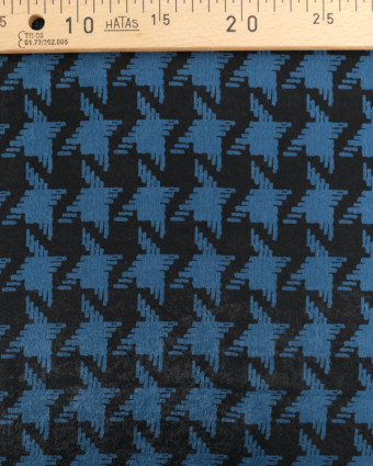 Satin Imprimé Pied de Poule Bleu - Mercerine
