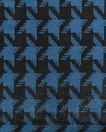 Satin Imprimé Pied de Poule Bleu - Mercerine