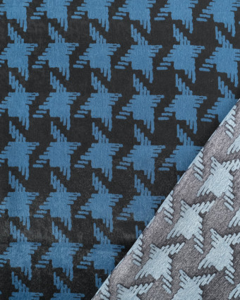 Satin Imprimé Pied de Poule Bleu - Mercerine