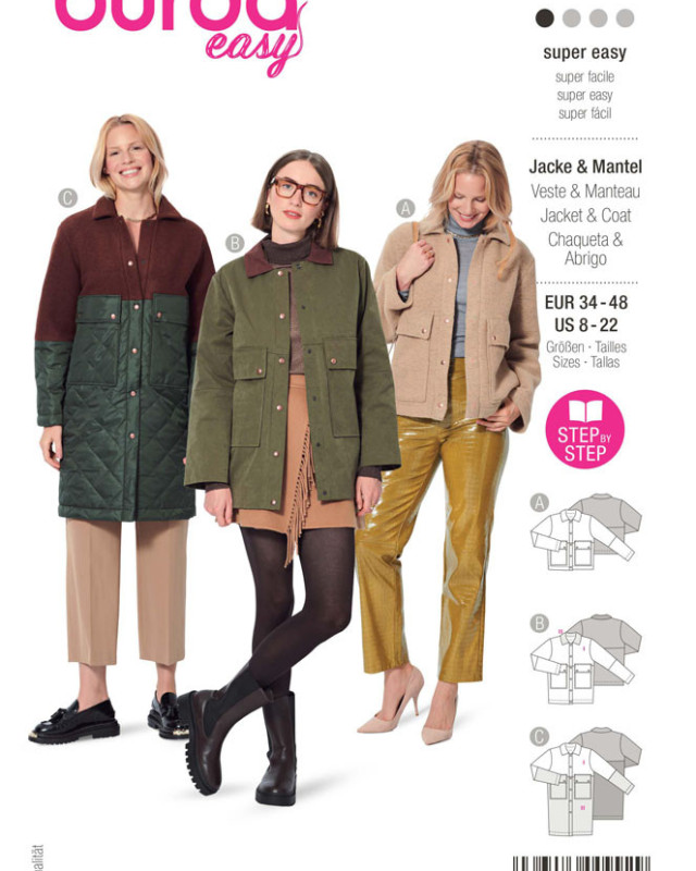 Patron de couture Manteau femme - Burda 5941 - Mercerine