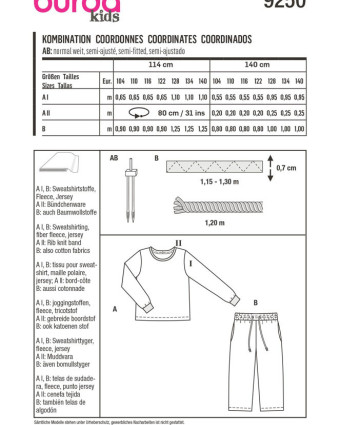 Patron de couture pyjama enfant - Burda 9250 - Mercerine