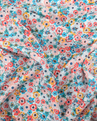 Tissu Popeline De Viscose Idylle Ciel  Oeko-Tex - Mercerine