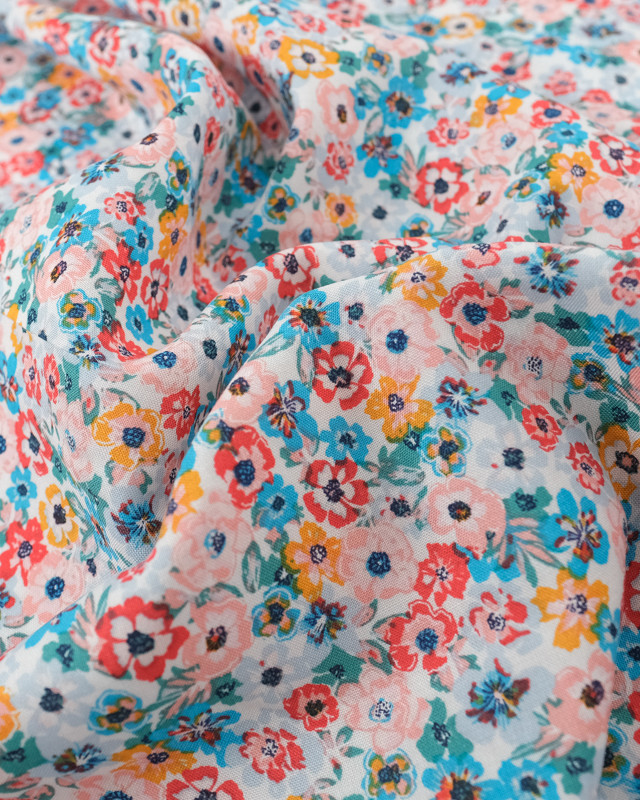 Tissu Popeline De Viscose Idylle Ciel  Oeko-Tex - Mercerine