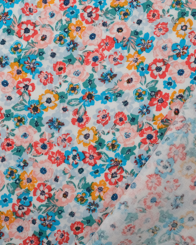 Tissu Popeline De Viscose Idylle Ciel  Oeko-Tex - Mercerine