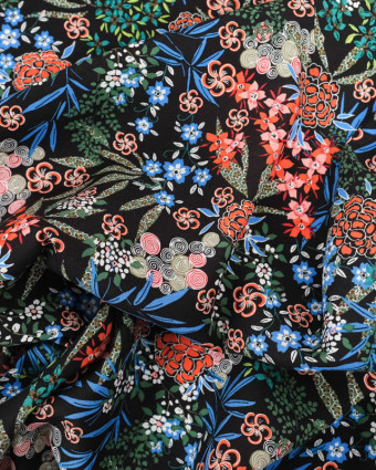Tissu Popeline De Viscose Nara Noir Oeko-Tex - Mercerine