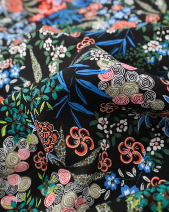 Tissu Popeline De Viscose Nara Noir Oeko-Tex - Mercerine