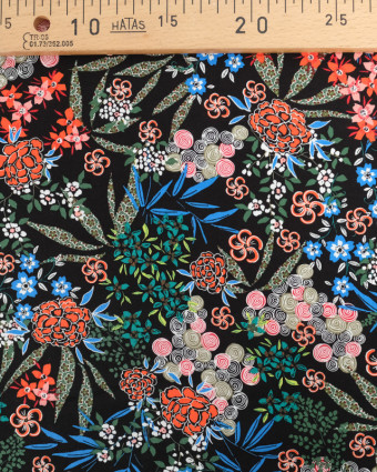 Tissu Popeline De Viscose Nara Noir Oeko-Tex - Mercerine