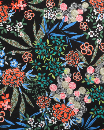 Tissu Popeline De Viscose Nara Noir Oeko-Tex - Mercerine