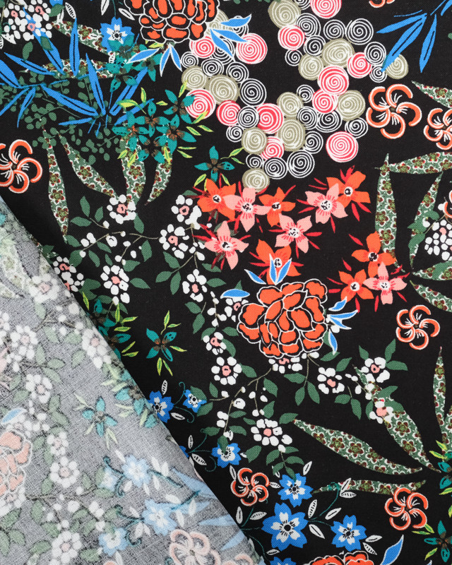 Tissu Popeline De Viscose Nara Noir Oeko-Tex - Mercerine