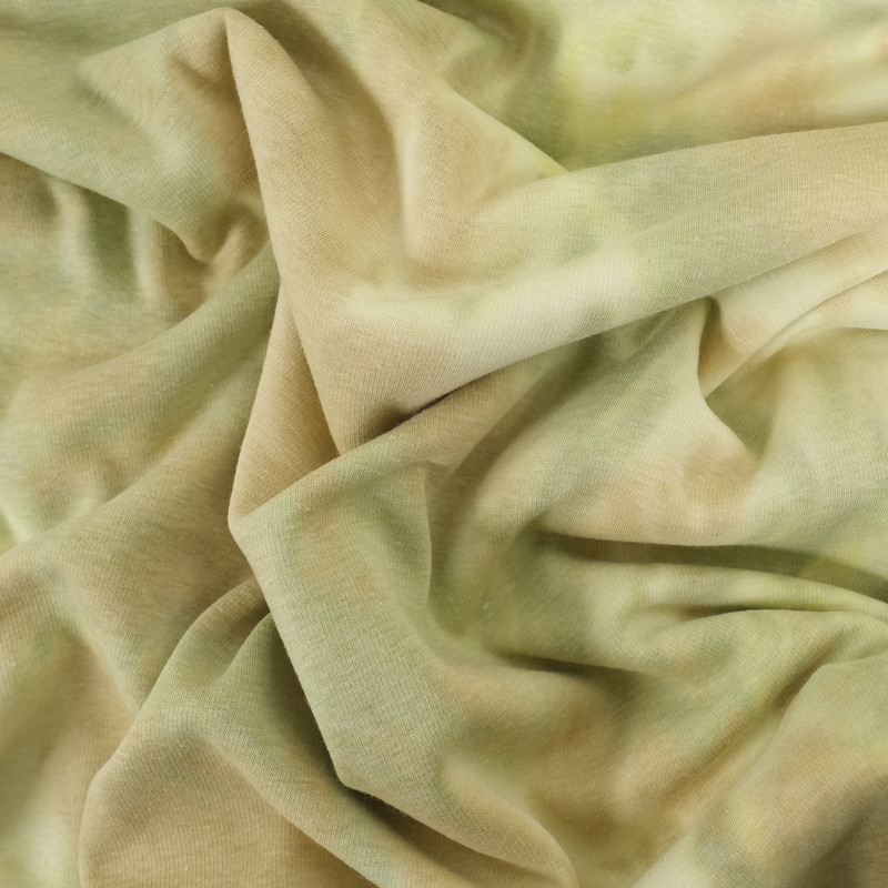 Tissu Sweat Tie And Dye Vert Envers Doudou - Mercerine