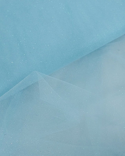 Tissu Tulle Paillette Bleu Ciel 150cm - Mercerine