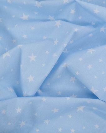 Coton imprimé étoiles fond bleu ciel - Mercerine