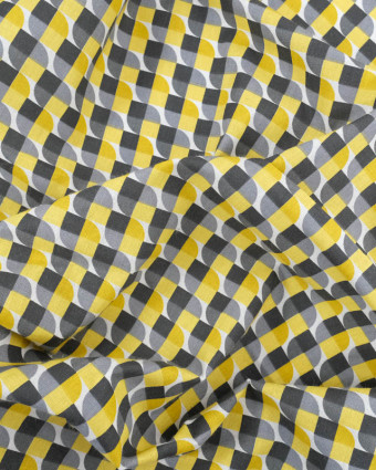 Tissu Coton Joplin Jaune Gris  - Mercerine