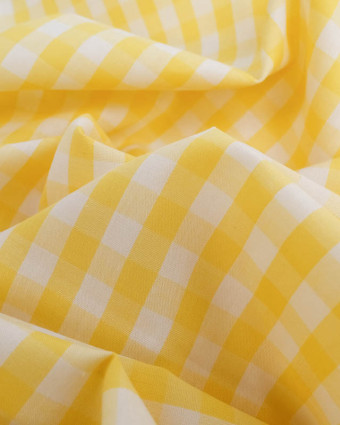 Tissu Coton Vichy Jaune Moyens Carreaux - Mercerine