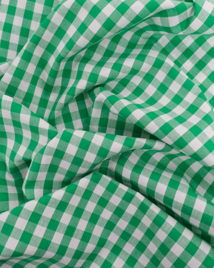 Tissu Coton Vichy Vert Moyens Carreaux - Mercerine