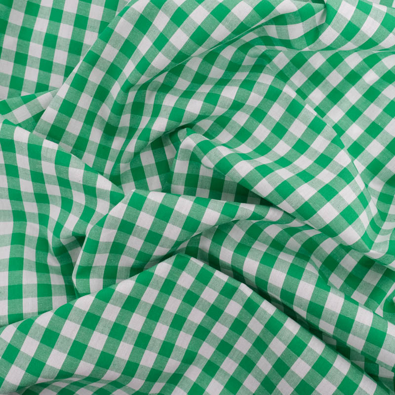 Tissu Coton Vichy Vert Moyens Carreaux - Mercerine