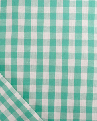 Coton Vichy Vert Menthe Moyens Carreaux - Mercerine
