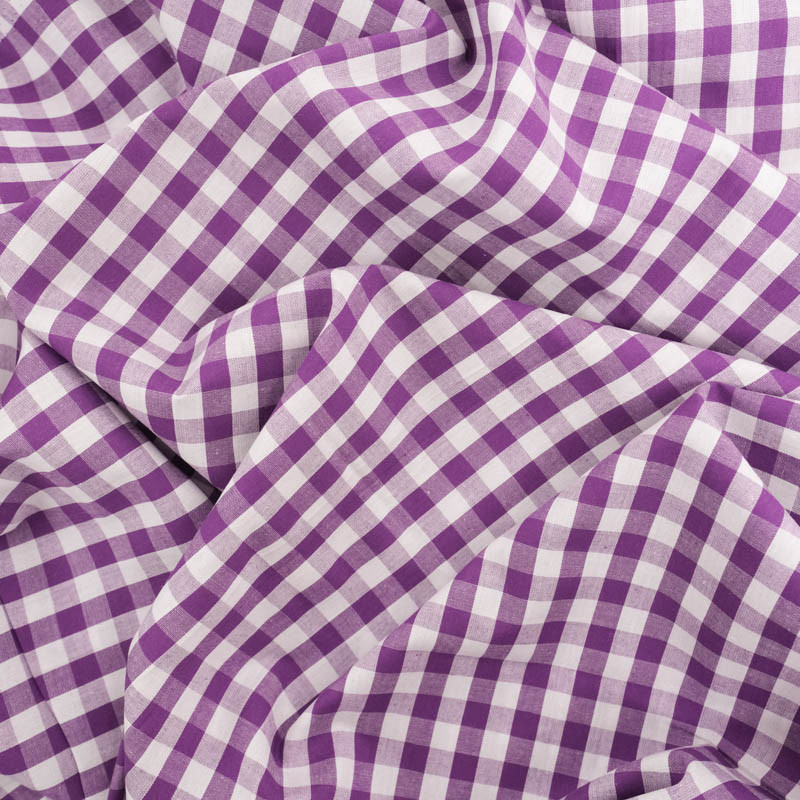 Tissu Coton Vichy Violet Moyens Carreaux - Mercerine