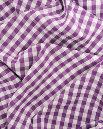 Tissu Coton Vichy Violet Moyens Carreaux - Mercerine