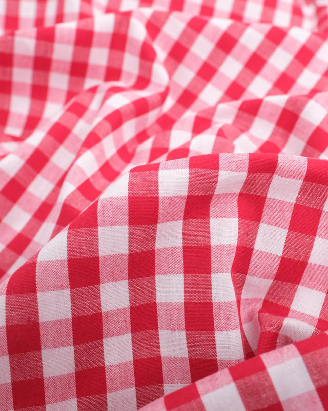Tissus Vichy : Coton Vichy Rouge Moyens Carreaux - Mercerine