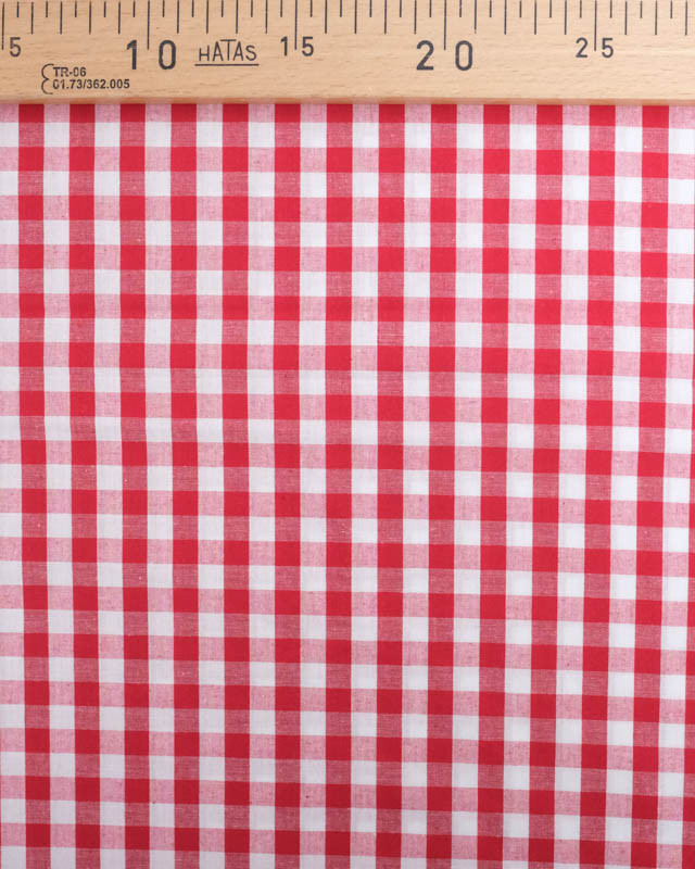 Tissus Vichy : Coton Vichy Rouge Moyens Carreaux - Mercerine