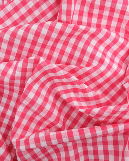 Tissu Vichy Fraise Moyens Carreaux - Mercerine