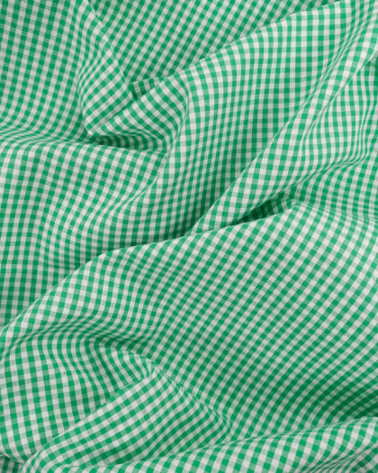 Tissu Coton Vichy Vert Petits Carreaux - Mercerine