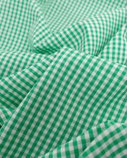 Tissu Petit Vichy Vert Bouteille - Tissus des Ursules